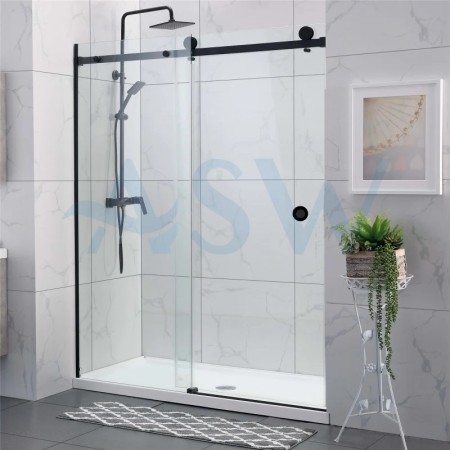 Frameless Shower Screen Wall to Wall Fixed & Sliding Door 2050H