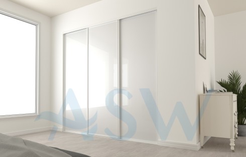 Fully Framed Sliding Wardrobe Doors Super White Glass