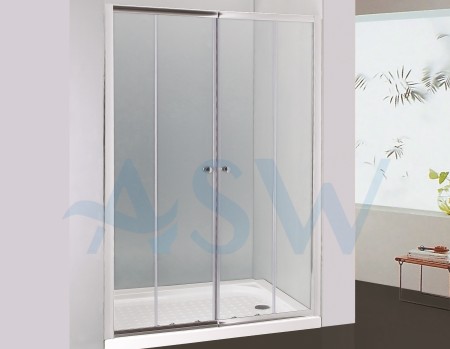 Semi Frameless Shower Screen Wall to Wall with Double Sliding Doors 2000H Adjustable