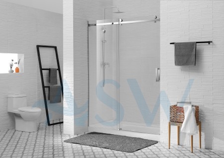 Frameless Shower Screen Wall to Wall Fixed & Sliding Door 2000H