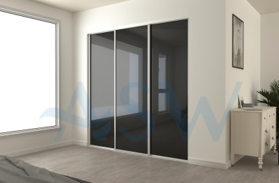 Fully Framed Sliding Wardrobe Doors Black Glass Finish