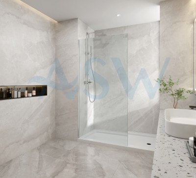 Frameless Shower Screen Fixed Free Standing Panel 2000H 10mm with U-Channel