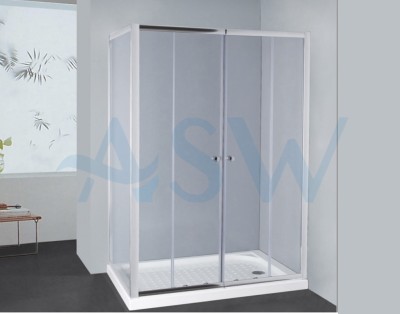 Semi Frameless Shower Screen Corner with Double Sliding Doors 2000H Adjustable
