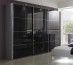 Fully Framed Sliding Wardrobe Doors Black Glass with Horizontal Strips