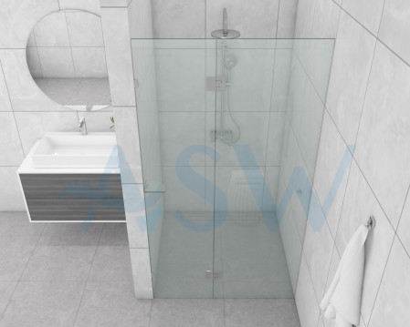 Frameless Shower Screen Wall to Wall Hinge Panel and Door 2050H