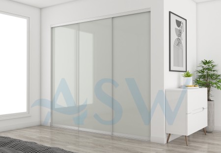 Slim Line Framed Sliding Wardrobe Doors Greenish White Glass