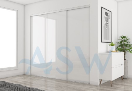 Slim Line Framed Sliding Wardrobe Doors Super White Glass
