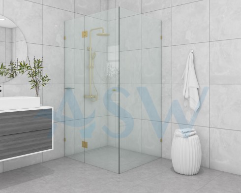 Frameless Shower Screen Corner Hinge Panel & Door & Return 2050H