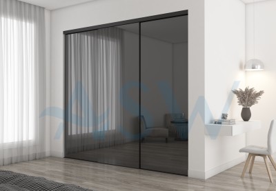 Frameless Sliding Wardrobe Doors Grey Mirror