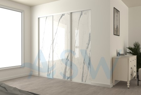 Fully Framed Sliding Wardrobe Doors Textured Marble Finish