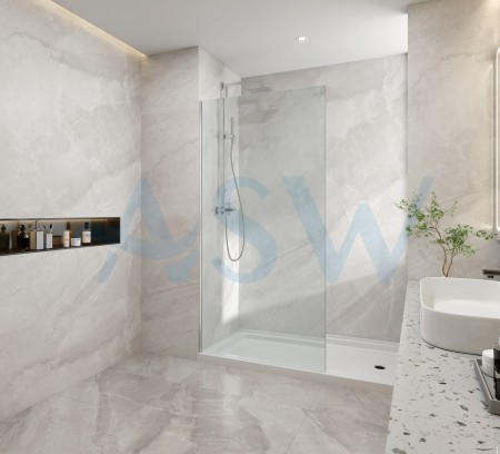 Frameless Shower Screen Fixed Free Standing Panel 2000H 10mm with U-Channel