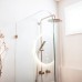 Frameless Shower Screen Fixed Free Standing Panel 2050H with Radius corner 200mm