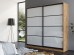 Slim Line Framed Sliding Wardrobe Doors Super white Glass With Horizontal Strips