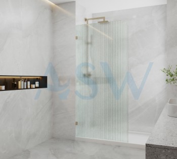 Frameless Shower Screen Fluted Radius Corner Fixed Free Standing Panel 2100H with brackets