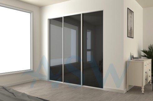Fully Framed Sliding Wardrobe Doors Black Glass Finish