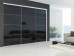 Frameless Sliding Wardrobe Doors Black Glass With Horizontal Strips