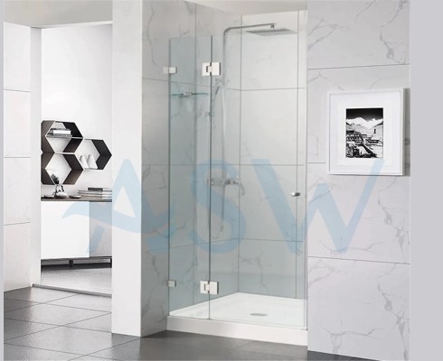 Frameless Shower Screen Wall to Wall Hinge Panel and Door 2000H pre-drilled holes glass