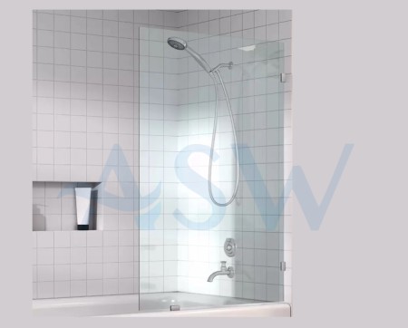 Frameless Shower Screen Fixed Panel Bathtub 1500H x 750W no holes glass