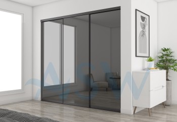 Slim Line Framed Sliding Wardrobe Doors Grey Mirror