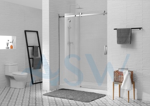 Frameless Shower Screen Wall to Wall Fixed & Sliding Door 2000H