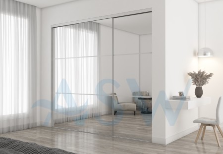 Frameless Sliding Wardrobe Doors Mirror with Horizontal Strips