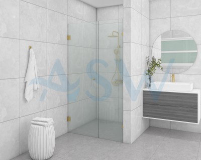 Frameless Shower Screen Wall to Wall Fixed Panel & Door hinged of wall 2050H