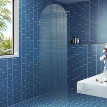 Frameless Shower Screen Fluted Glass Arched Fixed 2200H with Brackets