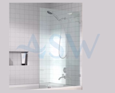 Frameless Shower Screen Fixed Panel Bathtub 1500H x 750W no holes glass