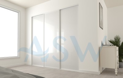 Fully Framed Sliding Wardrobe Doors Super White Glass