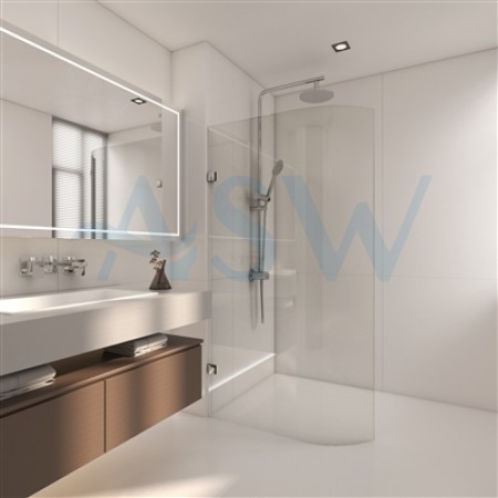 Frameless Shower Screen Fixed Free Standing body curved glass Panel 2100H pre-drilled