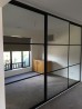 Fully Framed Sliding Wardrobe Doors Mirror with Horizontal Strips