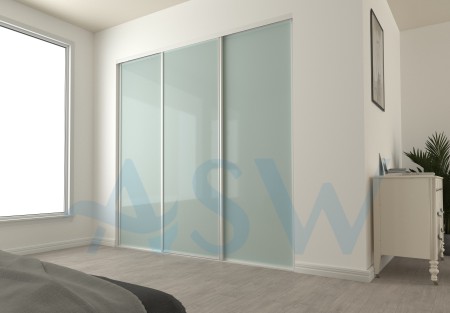 Fully Framed Sliding Wardrobe Doors Greenish white glass