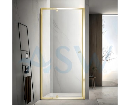 Semi Frameless Shower Screen wall to Wall With Pivot Door 2000H Adjustable Light Gold, Brushed Nickel, Gun Metal