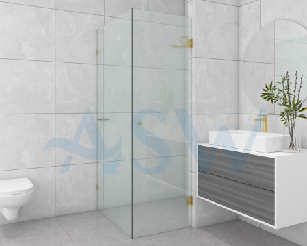Frameless Shower Screen Corner Door hinged of wall & Return 2000H pre-drilled holes glass