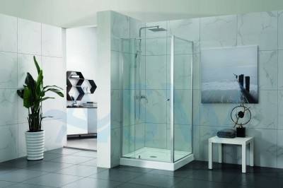 Semi Frameless Shower Screen Corner With Pivot Door and Return 2000H adjustable