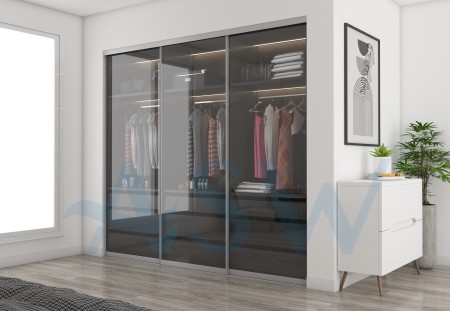 Slim Line Framed Sliding Wardrobe Doors Clear Glass Finish