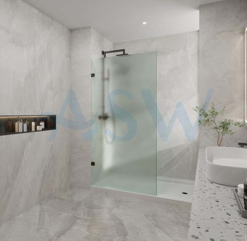 Frameless Shower Screen Frosted Glass Fixed Free Standing Panel 2000H pre-drilled holes