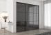 Frameless Sliding Wardrobe Doors Grey Mirror with Horizontal Strips
