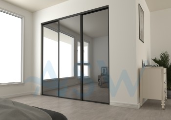 Fully Framed Sliding Wardrobe Doors Grey Mirror