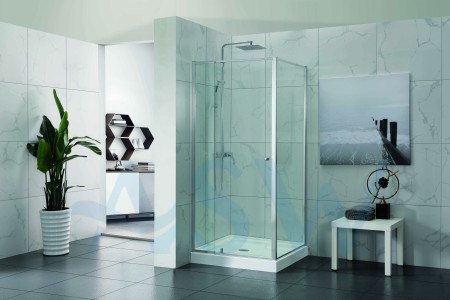 Semi Frameless Shower Screen Corner With Pivot Door and Return 2000H adjustable