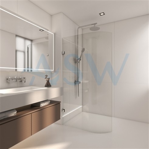 Frameless Shower Screen Fixed Free Standing body curved glass Panel 2100H pre-drilled