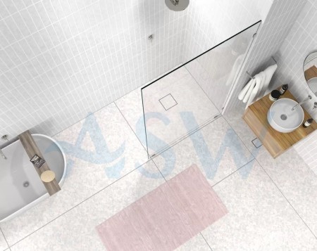 Frameless Shower Screen Fixed Free Standing Panel 2050H no holes glass
