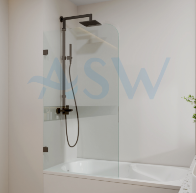 Frameless Shower Screen Fixed Panel Bathtub 1500H pre-drilled holes