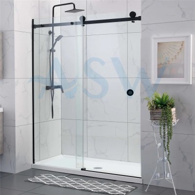 Frameless Shower Screen Wall to Wall Fixed & Sliding Door 2050H