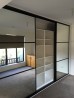 Fully Framed Sliding Wardrobe Doors Mirror with Horizontal Strips
