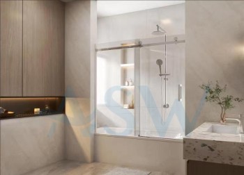 Frameless Shower Screen Wall to Wall Fixed & Sliding Door on Bathtub 1600H