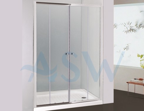 Semi Frameless Shower Screen Wall to Wall with Double Sliding Doors 2000H Adjustable