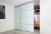 Fully Framed Sliding Wardrobe Doors Greenish white Glass with Horizontal Strips