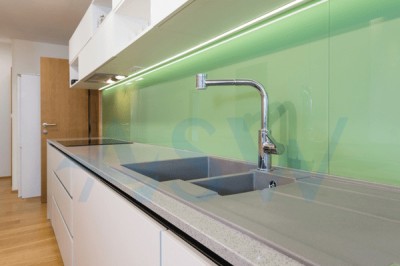 Custom made painted toughened glass splashback