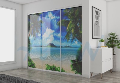 Slim Line Framed Sliding Wardrobe Doors Custom Print Glass